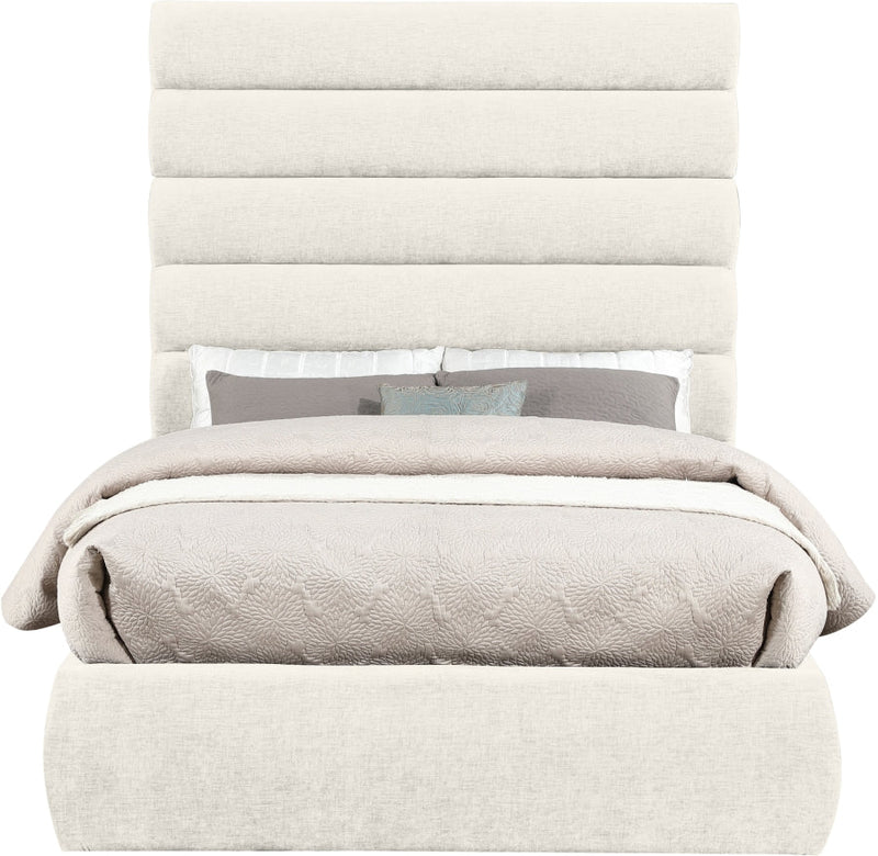 Adam Chenille Fabric Upholstered Full Bed in Cream - B1257Cream-F70