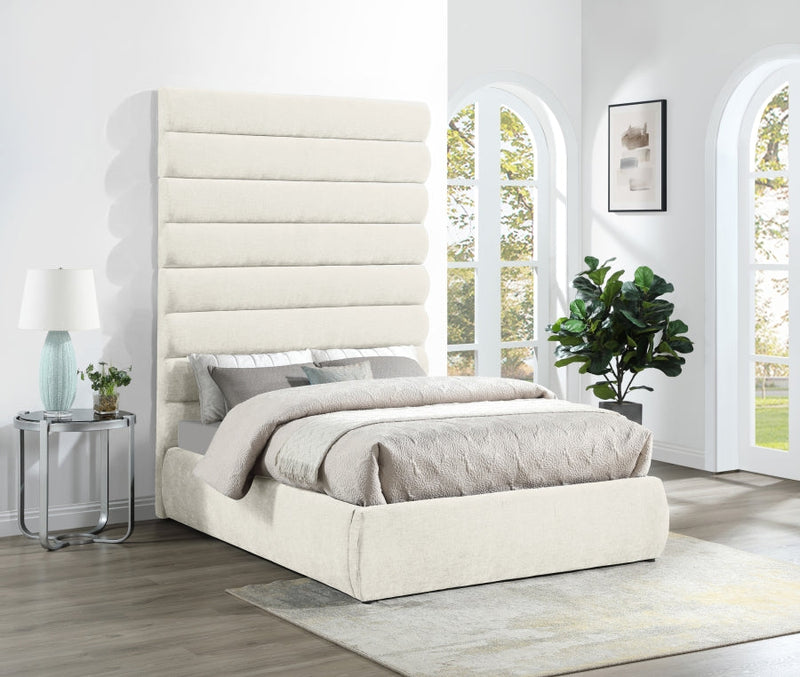 Adam Chenille Fabric Upholstered Full Bed in Cream - B1257Cream-F90