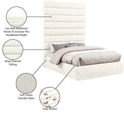 Adam Chenille Fabric Upholstered Full Bed in Cream - B1257Cream-F90