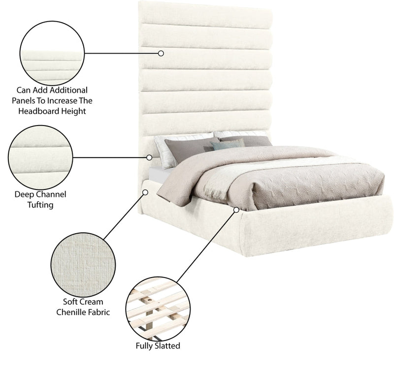 Adam Chenille Fabric Upholstered Full Bed in Cream - B1257Cream-F90