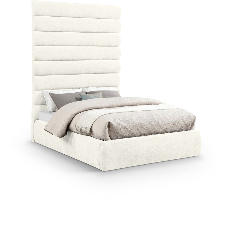 Adam Chenille Fabric Upholstered Full Bed in Cream - B1257Cream-F90