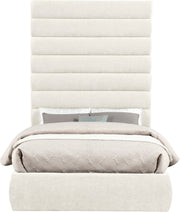 Adam Chenille Fabric Upholstered Full Bed in Cream - B1257Cream-F90