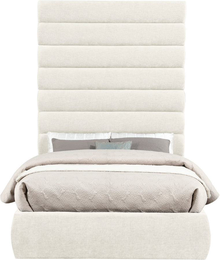 Adam Chenille Fabric Upholstered Full Bed in Cream - B1257Cream-F90