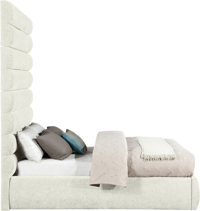 Adam Chenille Fabric Upholstered Full Bed in Cream - B1257Cream-F90