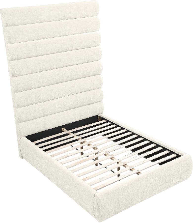 Adam Chenille Fabric Upholstered Full Bed in Cream - B1257Cream-F90