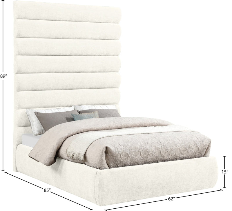 Adam Chenille Fabric Upholstered Full Bed in Cream - B1257Cream-F90