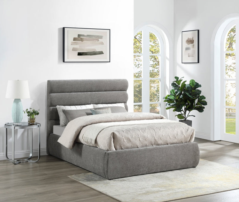 Adam Chenille Fabric Upholstered Full Bed in Grey - B1257Grey-F