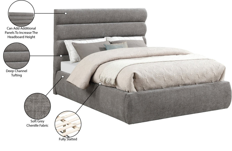 Adam Chenille Fabric Upholstered Full Bed in Grey - B1257Grey-F