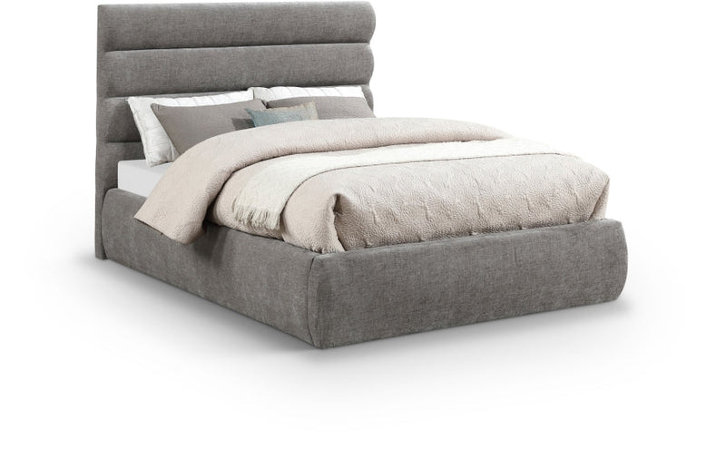 Adam Chenille Fabric Upholstered Full Bed in Grey - B1257Grey-F