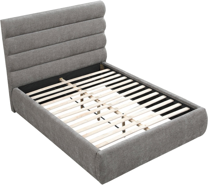Adam Chenille Fabric Upholstered Full Bed in Grey - B1257Grey-F