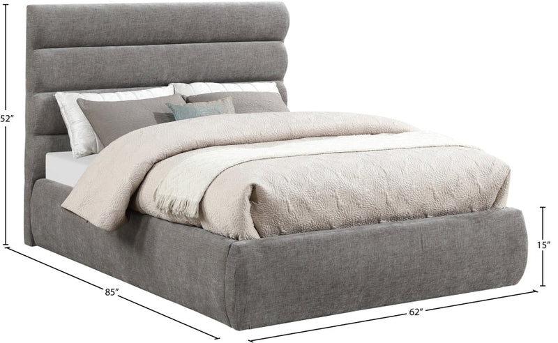 Adam Chenille Fabric Upholstered Full Bed in Grey - B1257Grey-F
