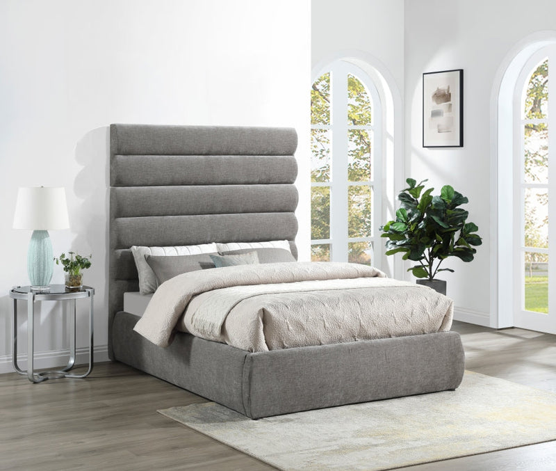 Adam Chenille Fabric Upholstered Full Bed in Grey - B1257Grey-F70