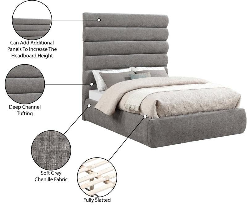 Adam Chenille Fabric Upholstered Full Bed in Grey - B1257Grey-F70