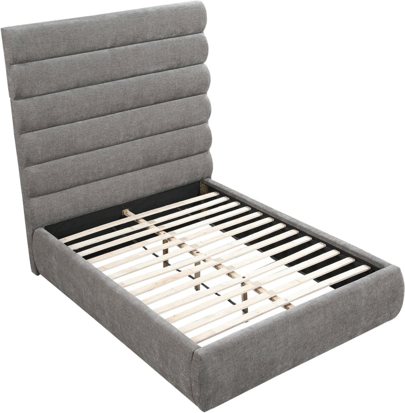 Adam Chenille Fabric Upholstered Full Bed in Grey - B1257Grey-F70