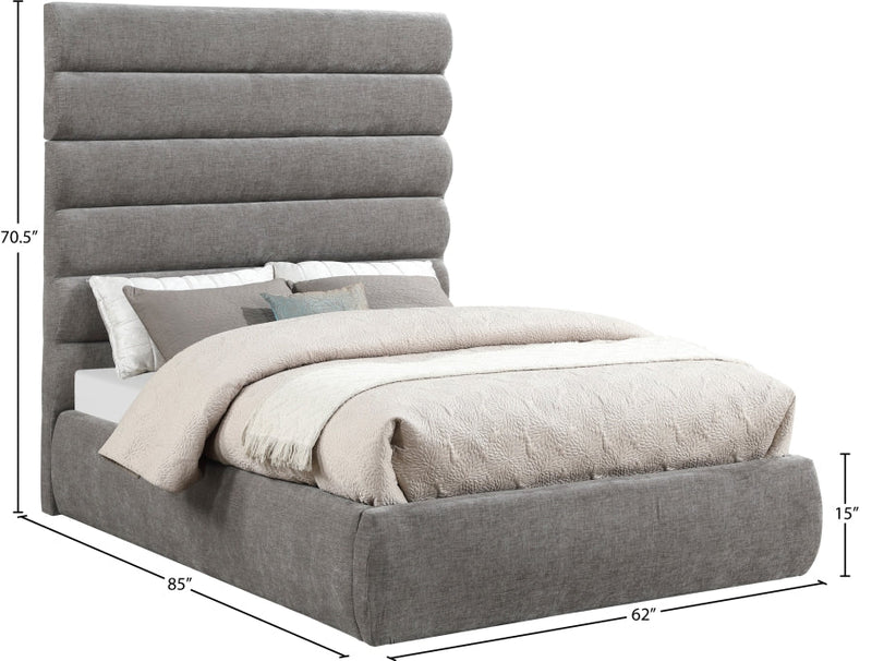 Adam Chenille Fabric Upholstered Full Bed in Grey - B1257Grey-F70
