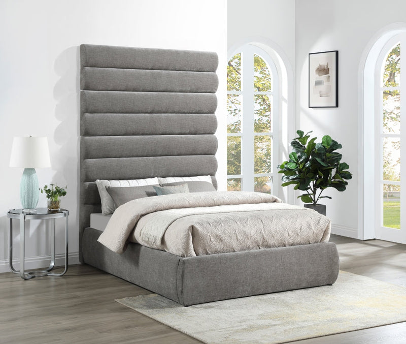 Adam Chenille Fabric Upholstered Full Bed in Grey - B1257Grey-F90