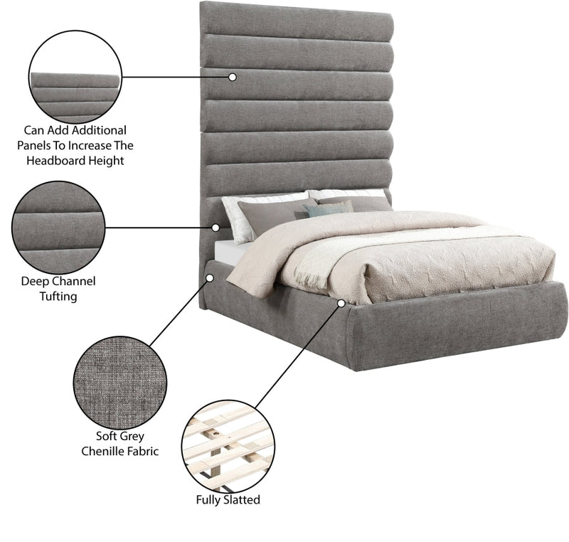 Adam Chenille Fabric Upholstered Full Bed in Grey - B1257Grey-F90