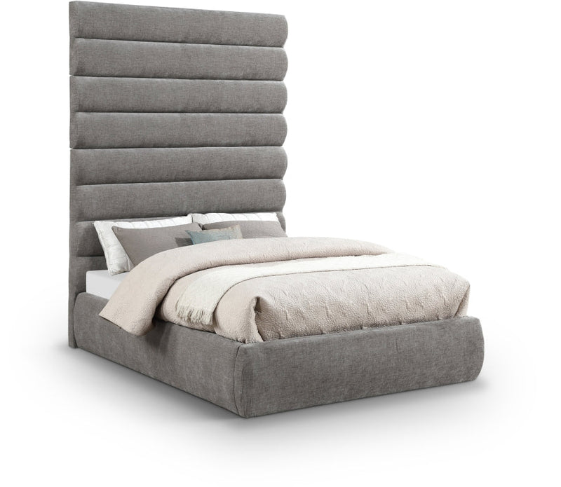 Adam Chenille Fabric Upholstered Full Bed in Grey - B1257Grey-F90