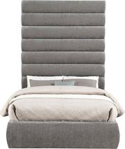 Adam Chenille Fabric Upholstered Full Bed in Grey - B1257Grey-F90