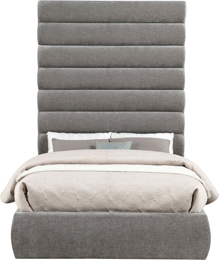 Adam Chenille Fabric Upholstered Full Bed in Grey - B1257Grey-F90