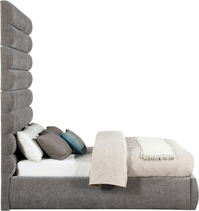 Adam Chenille Fabric Upholstered Full Bed in Grey - B1257Grey-F90