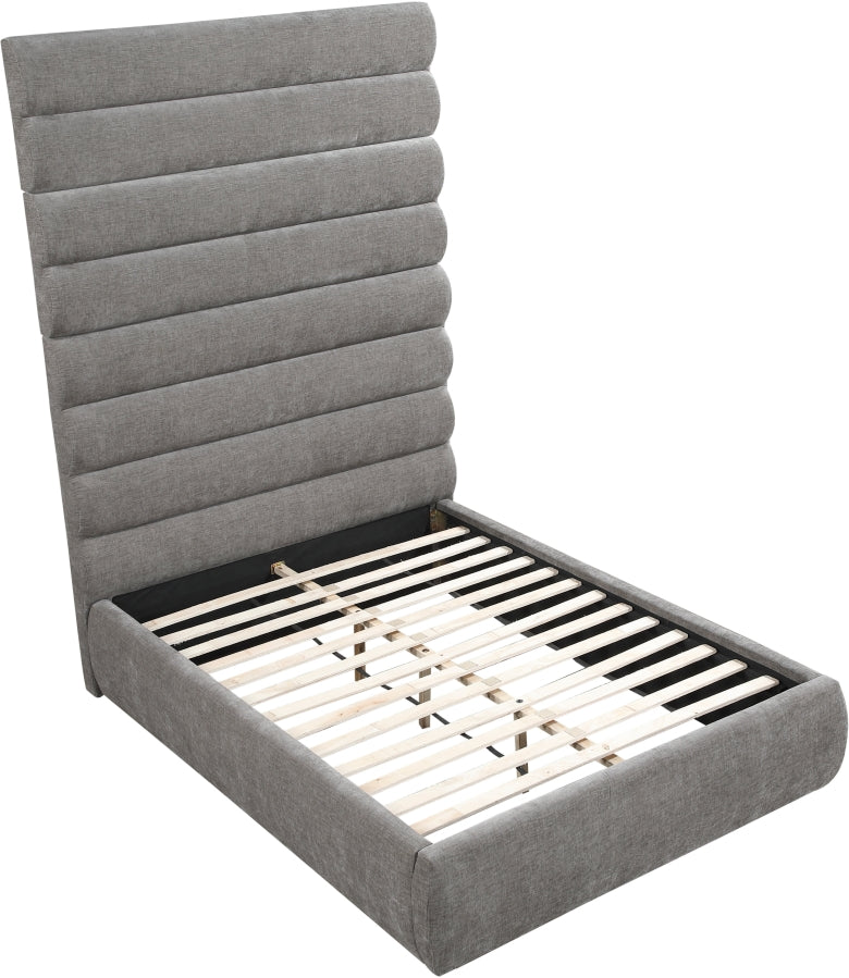 Adam Chenille Fabric Upholstered Full Bed in Grey - B1257Grey-F90
