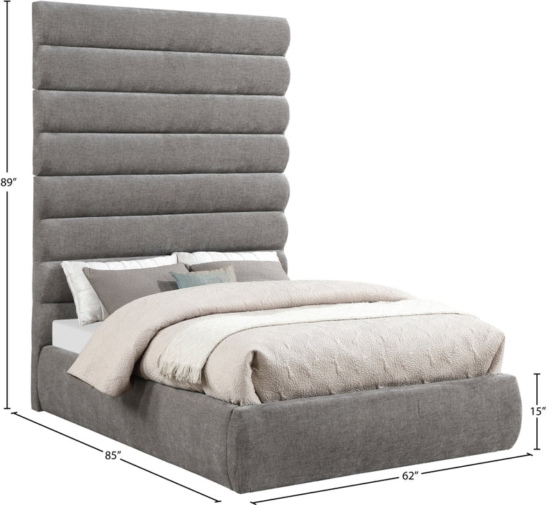 Adam Chenille Fabric Upholstered Full Bed in Grey - B1257Grey-F90