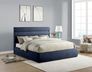 Adam Chenille Fabric Upholstered King Bed in Blue - B1257Navy-K