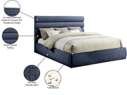 Adam Chenille Fabric Upholstered King Bed in Blue - B1257Navy-K