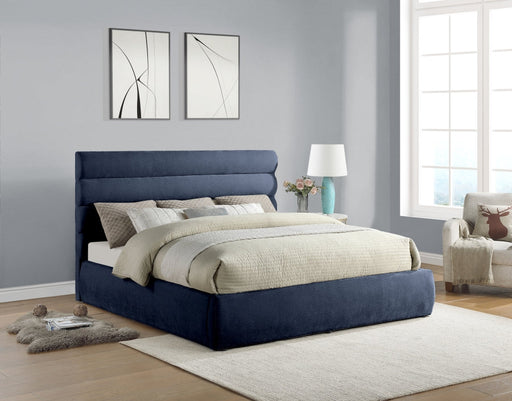 Adam Chenille Fabric Upholstered King Bed in Blue - B1257Navy-K