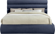 Adam Chenille Fabric Upholstered King Bed in Blue - B1257Navy-K