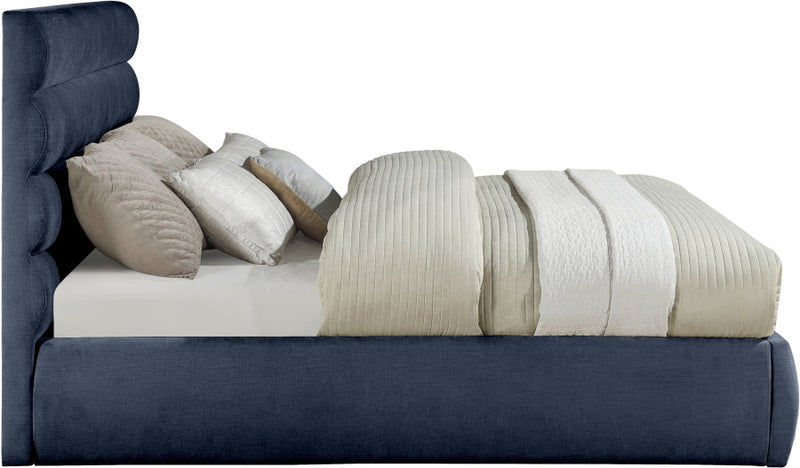 Adam Chenille Fabric Upholstered King Bed in Blue - B1257Navy-K