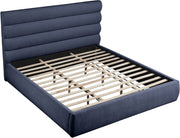 Adam Chenille Fabric Upholstered King Bed in Blue - B1257Navy-K