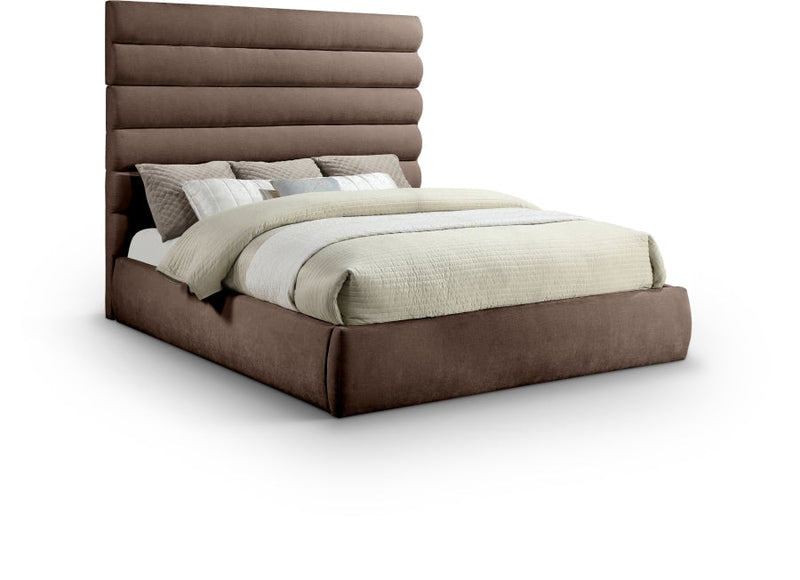 Adam Chenille Fabric Upholstered King Bed in Brown - B1257Brown-K70