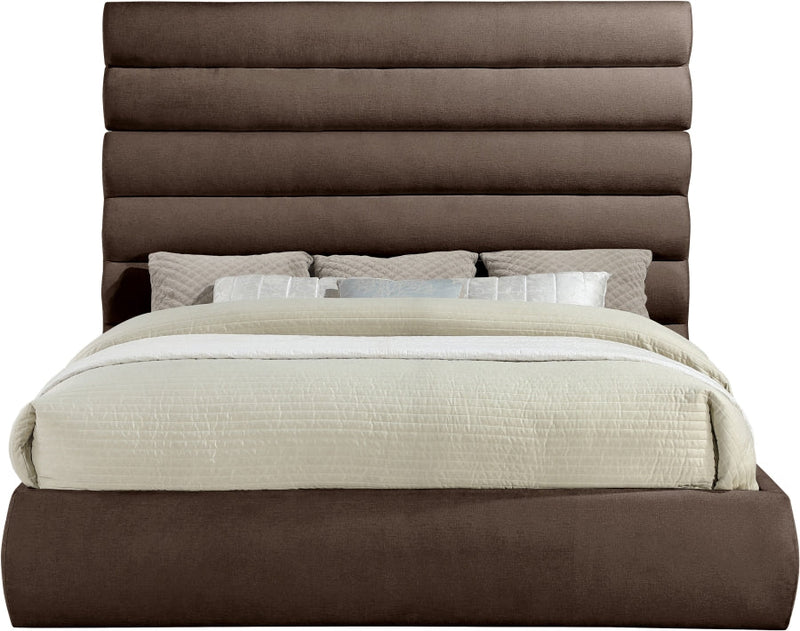 Adam Chenille Fabric Upholstered King Bed in Brown - B1257Brown-K70