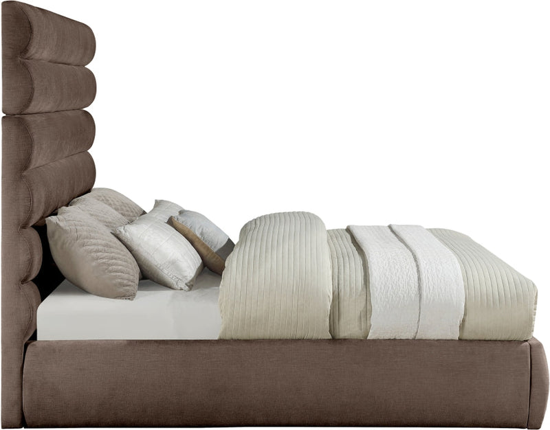 Adam Chenille Fabric Upholstered King Bed in Brown - B1257Brown-K70