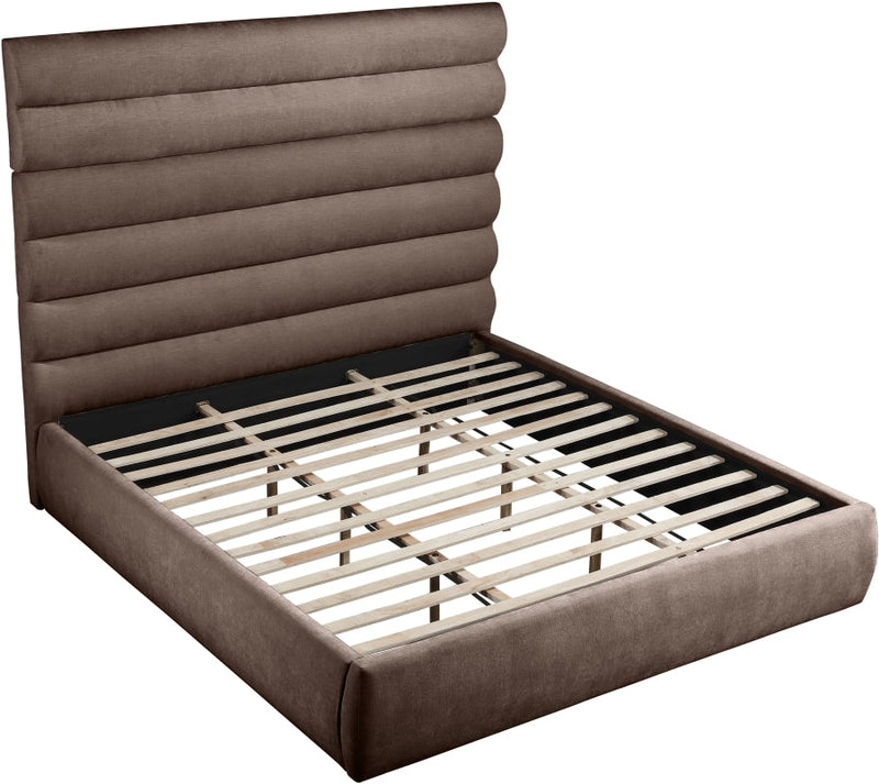 Adam Chenille Fabric Upholstered King Bed in Brown - B1257Brown-K70
