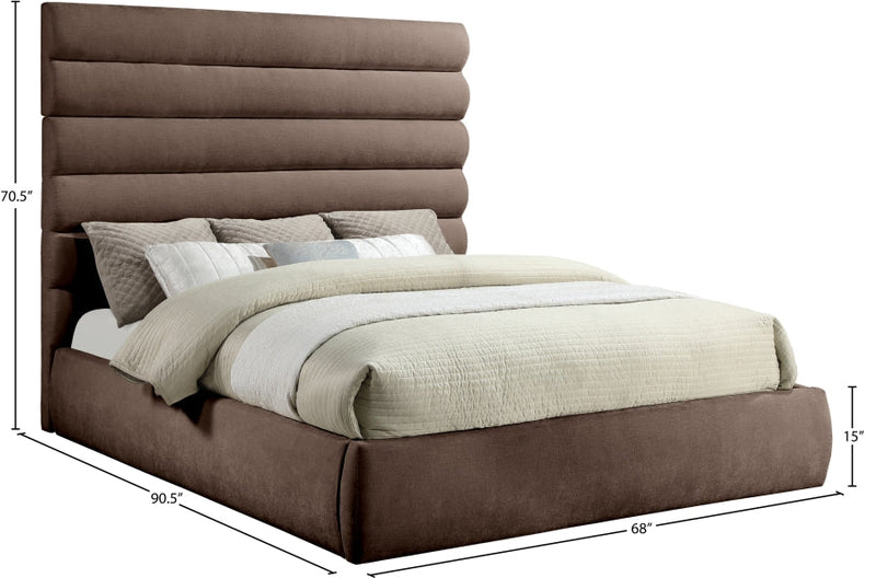 Adam Chenille Fabric Upholstered King Bed in Brown - B1257Brown-K70