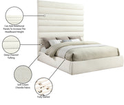 Adam Chenille Fabric Upholstered King Bed in Cream - B1257Cream-K90