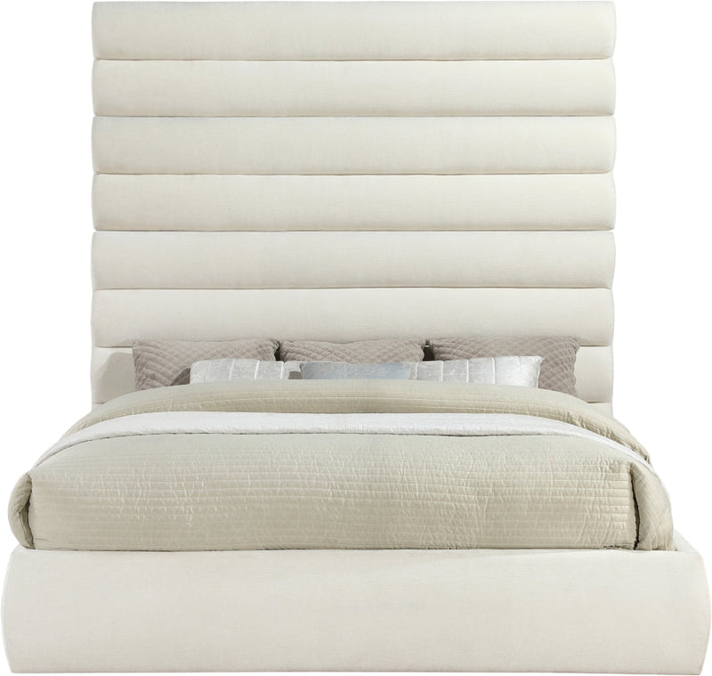 Adam Chenille Fabric Upholstered King Bed in Cream - B1257Cream-K90