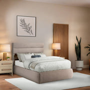 Adam Linen Textured Fabric Upholstered Full Bed in Beige - B1255Beige-F