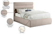 Adam Linen Textured Fabric Upholstered Full Bed in Beige - B1255Beige-F