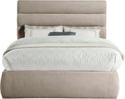 Adam Linen Textured Fabric Upholstered Full Bed in Beige - B1255Beige-F