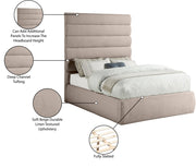 Adam Linen Textured Fabric Upholstered Full Bed in Beige - B1255Beige-F70
