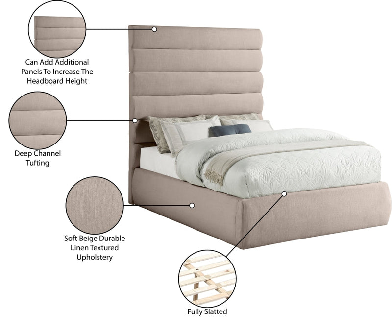 Adam Linen Textured Fabric Upholstered Full Bed in Beige - B1255Beige-F70