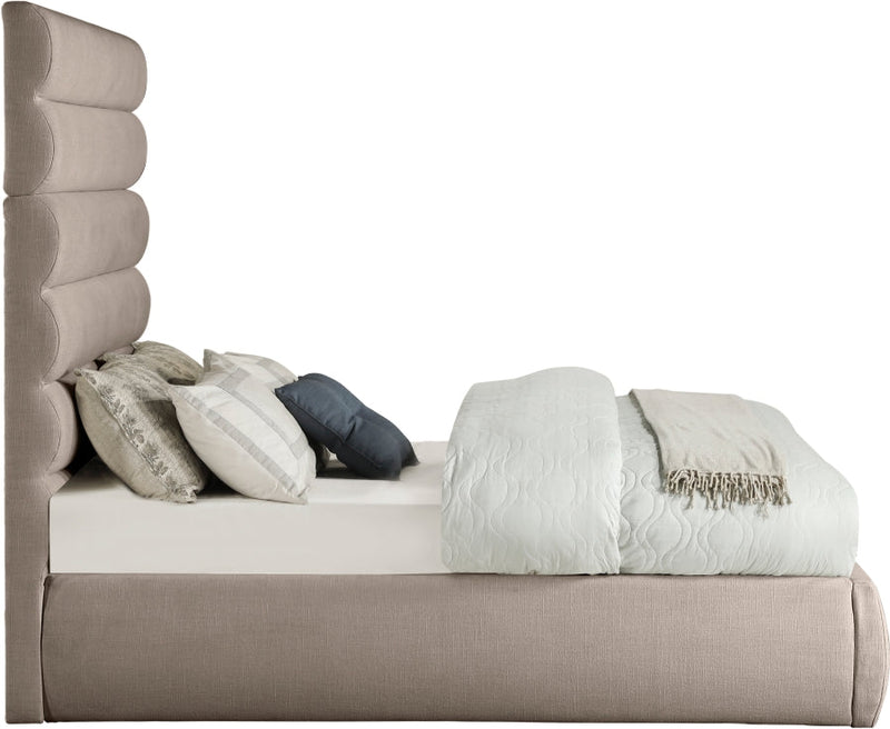 Adam Linen Textured Fabric Upholstered Full Bed in Beige - B1255Beige-F70