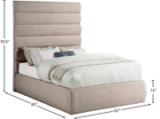 Adam Linen Textured Fabric Upholstered Full Bed in Beige - B1255Beige-F70