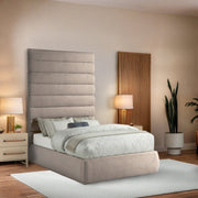 Adam Linen Textured Fabric Upholstered Full Bed in Beige - B1255Beige-F90