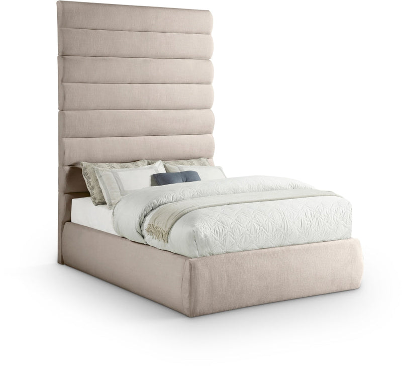 Adam Linen Textured Fabric Upholstered Full Bed in Beige - B1255Beige-F90