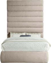 Adam Linen Textured Fabric Upholstered Full Bed in Beige - B1255Beige-F90